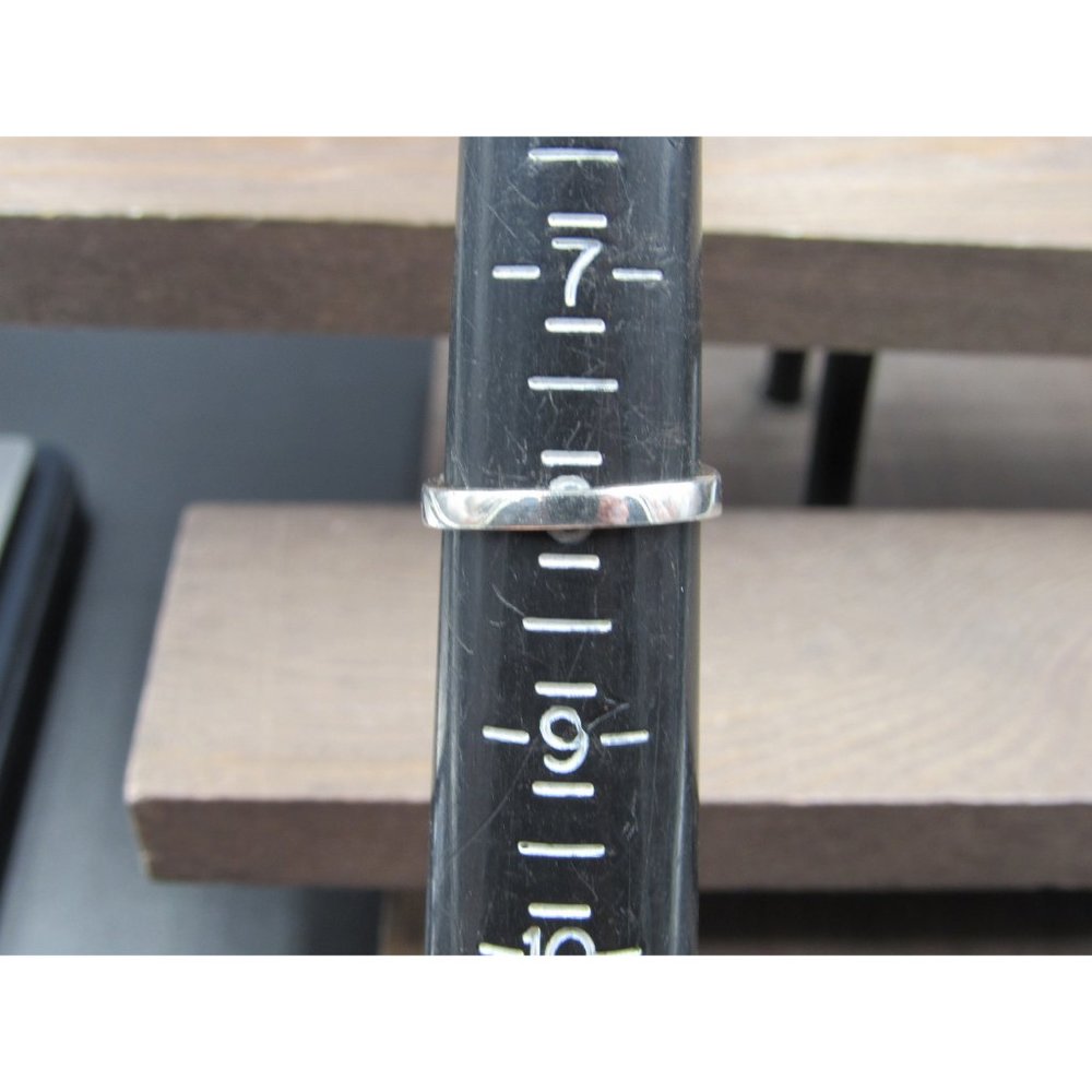 Size 8 Sterling Silver Purple And White Inlay Quality Band Ring Vintage - Picture 5 of 7